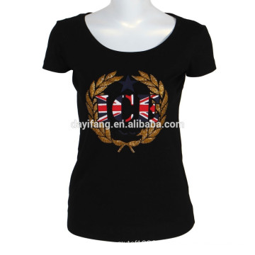 women black t-shirts design silkscreen printing